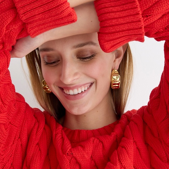 J.Crew Cotton Cable-Knit Side-Slit Crewneck Sweater Size L-XL - Picture 10 of 16